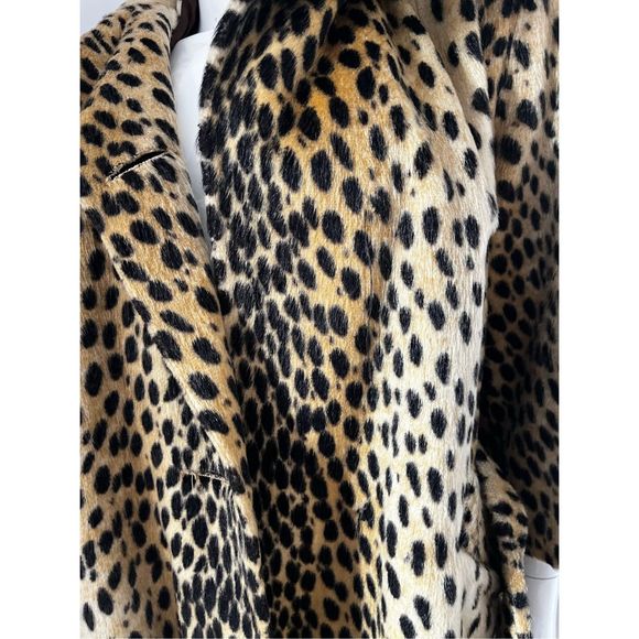 1950’s-1960’s Vintage Faux Leopard Fur Short Rope Wrap Coat with waist belt and - Picture 8 of 16